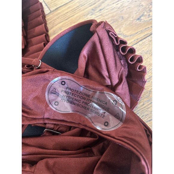 Andrea Iyamah Nisi One Shoulder Ruffle One Piece Swimsuit Chocolate Womens Size - Picture 11 of 12